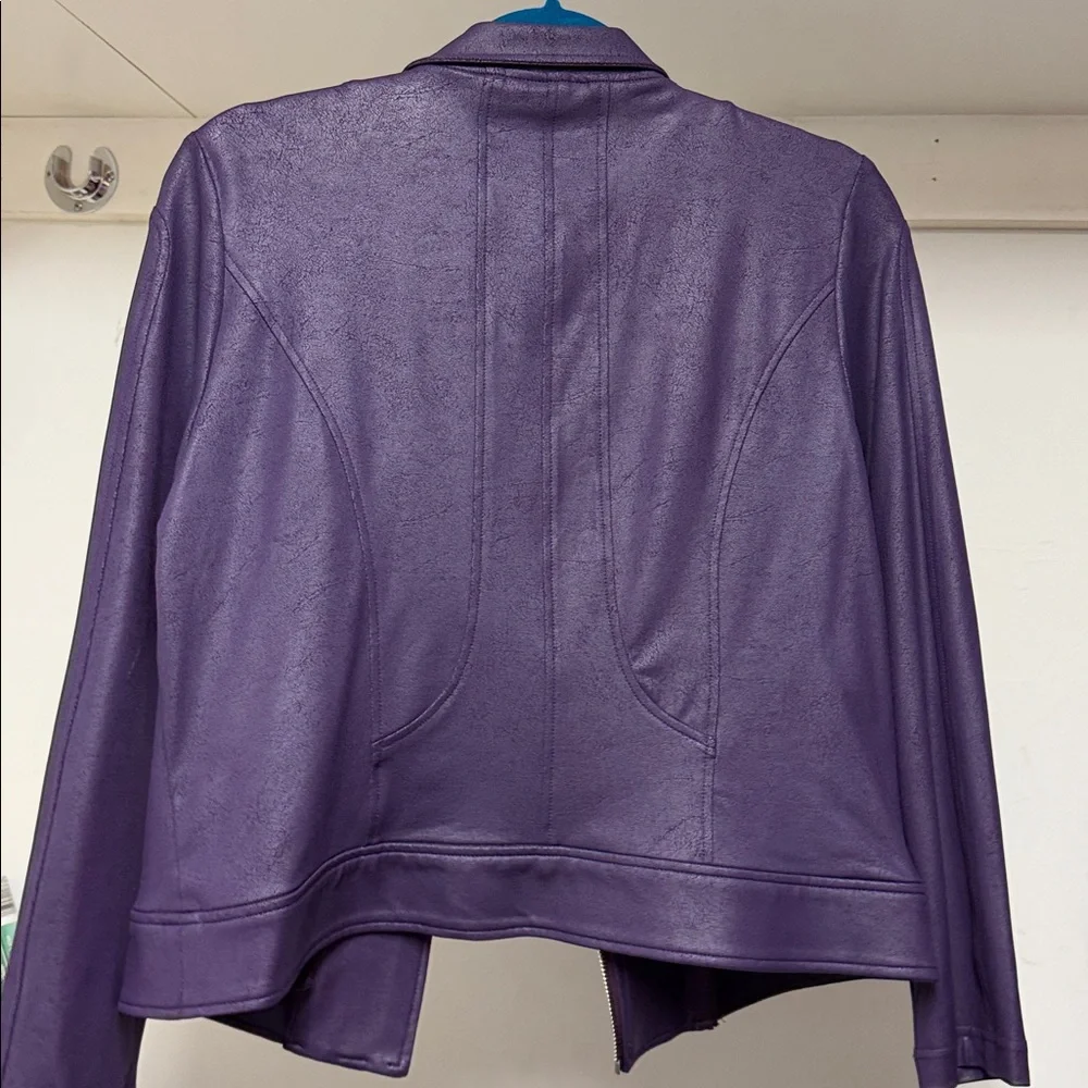 CLARA SUNWOO Women's Classic Liquid Leather Jacket in Eggplant (purple) Medium - Picture 2 of 5